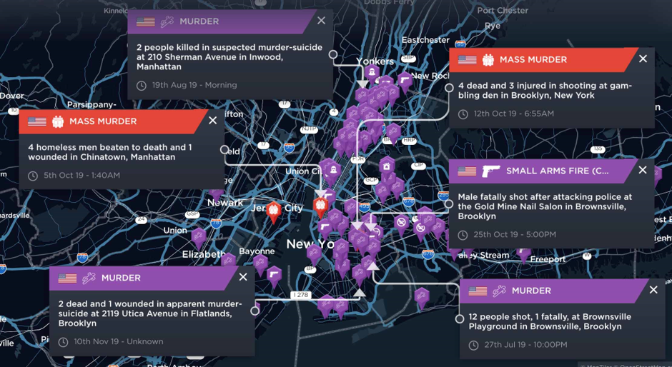 High profile incidents or incidents resulting in high casualty figures across New York City in 2019